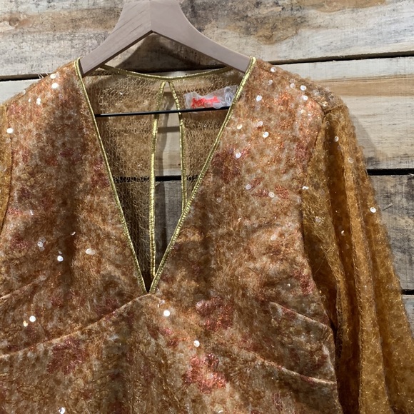 NWT FREE PEOPLE STARS ALIGN MINI SEQUIN DRESS GOLD Z216-1 - Picture 8 of 11